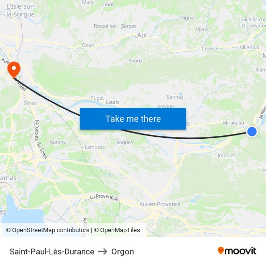 Saint-Paul-Lès-Durance to Orgon map