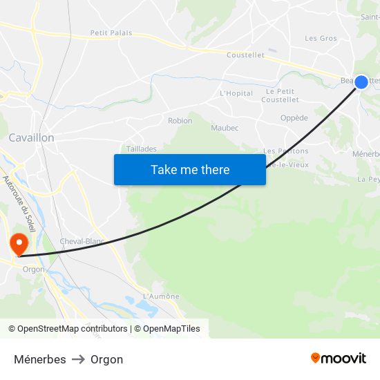 Ménerbes to Orgon map