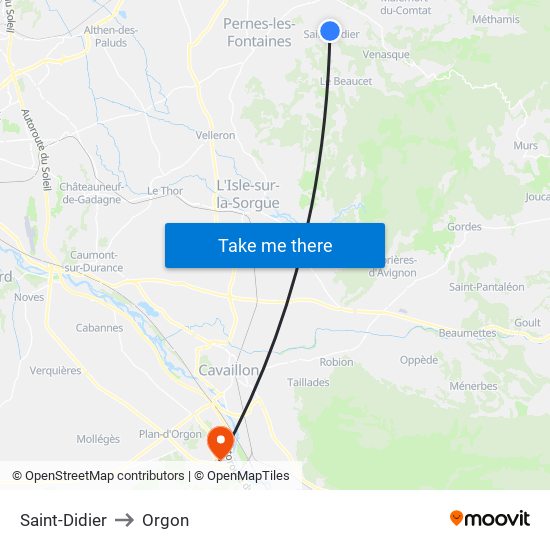 Saint-Didier to Orgon map