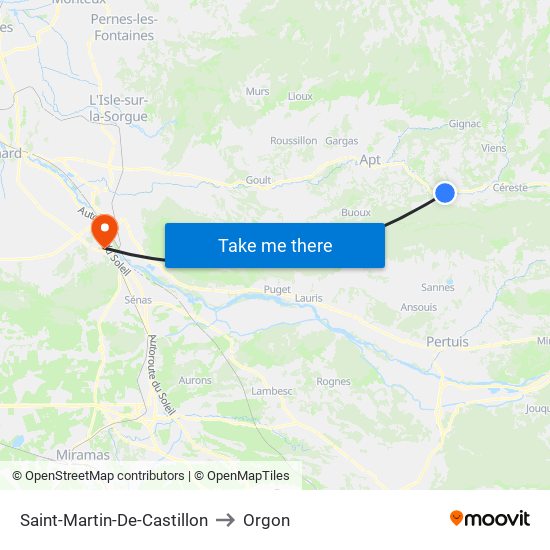 Saint-Martin-De-Castillon to Orgon map