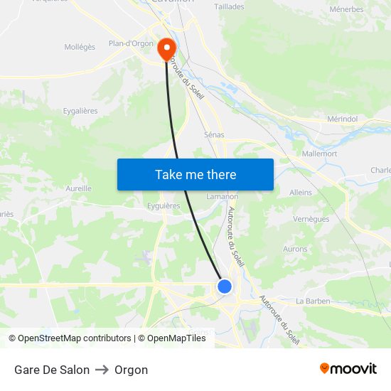 Gare De Salon to Orgon map