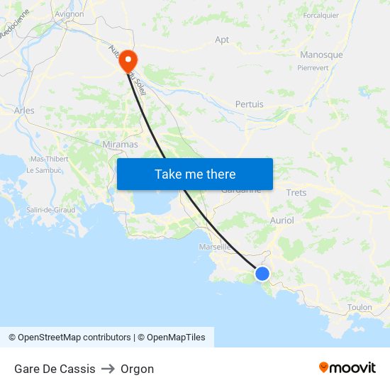 Gare De Cassis to Orgon map