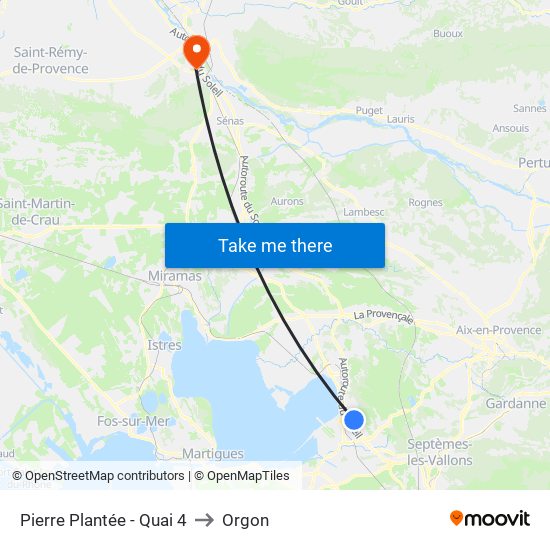 Pierre Plantée - Quai 4 to Orgon map