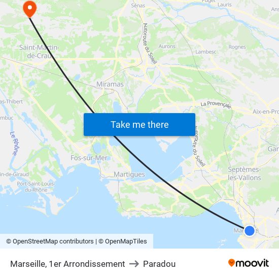 Marseille, 1er Arrondissement to Paradou map