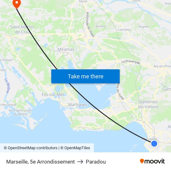 Marseille, 5e Arrondissement to Paradou map