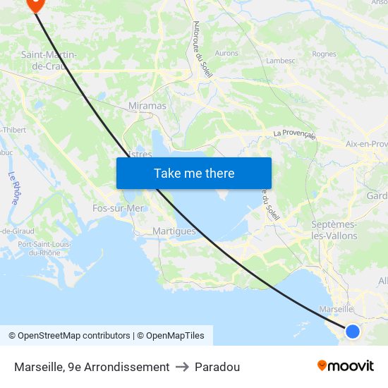 Marseille, 9e Arrondissement to Paradou map