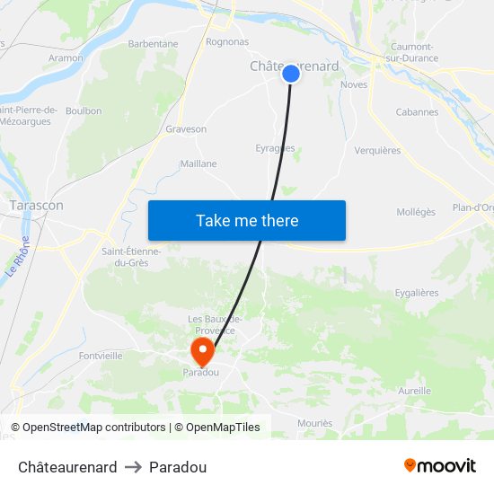 Châteaurenard to Paradou map