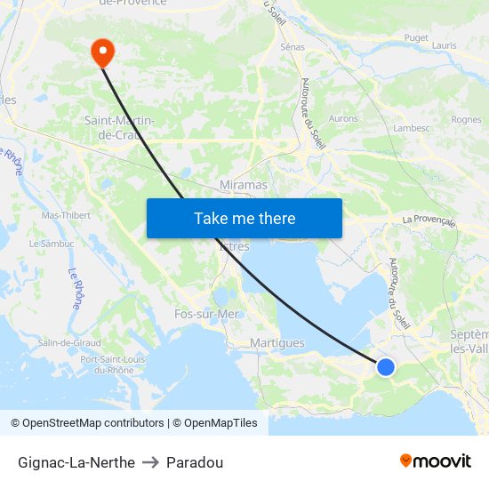 Gignac-La-Nerthe to Paradou map