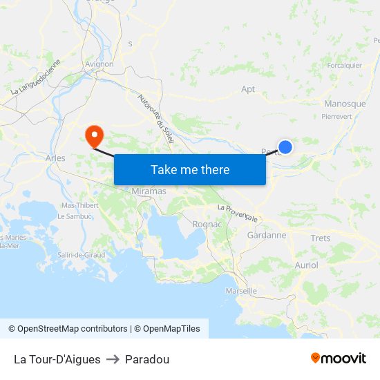 La Tour-D'Aigues to Paradou map
