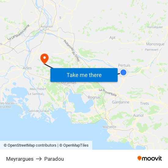 Meyrargues to Paradou map