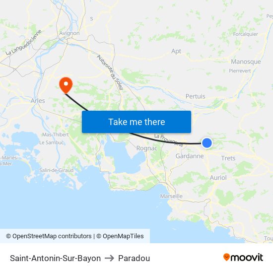 Saint-Antonin-Sur-Bayon to Paradou map