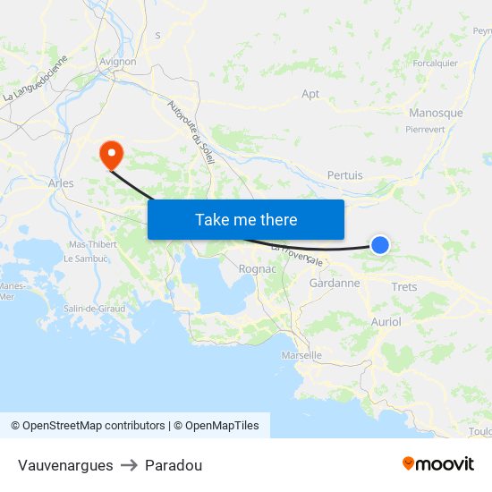 Vauvenargues to Paradou map