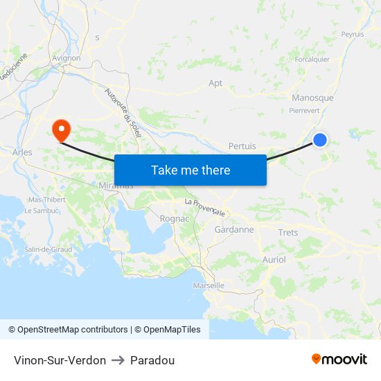 Vinon-Sur-Verdon to Paradou map