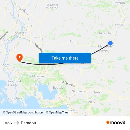 Volx to Paradou map