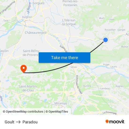 Goult to Paradou map