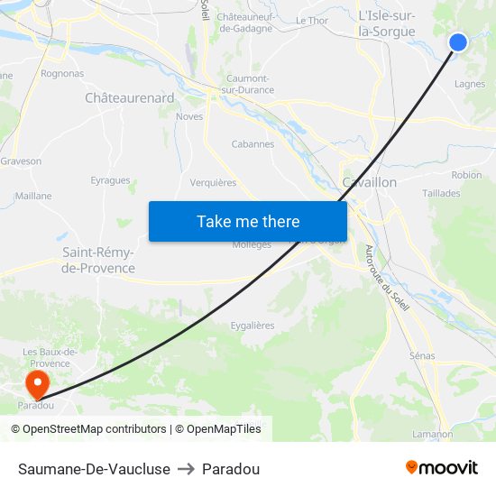 Saumane-De-Vaucluse to Paradou map