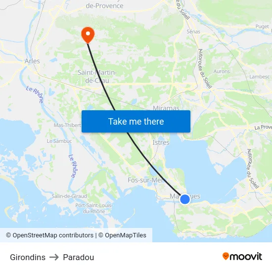 Girondins to Paradou map