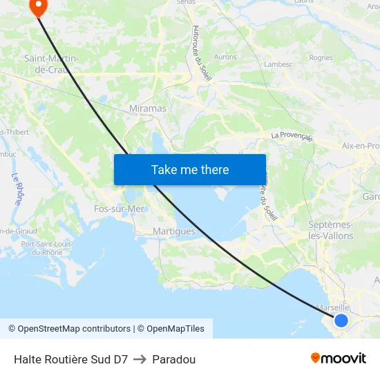 Halte Routière Sud D7 to Paradou map