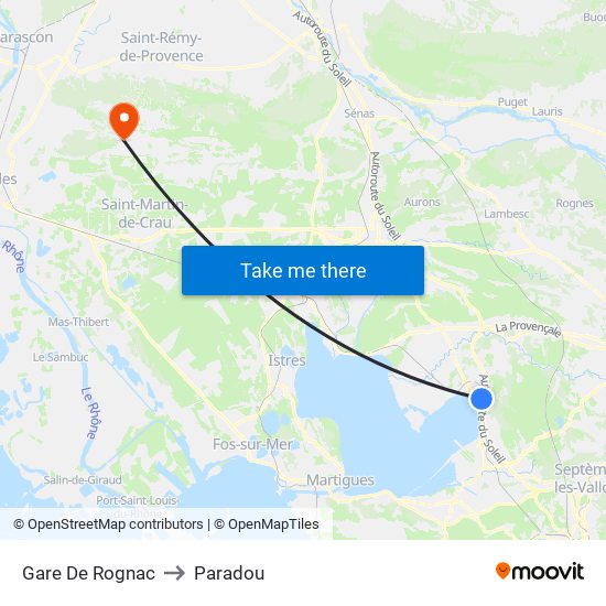 Gare De Rognac to Paradou map