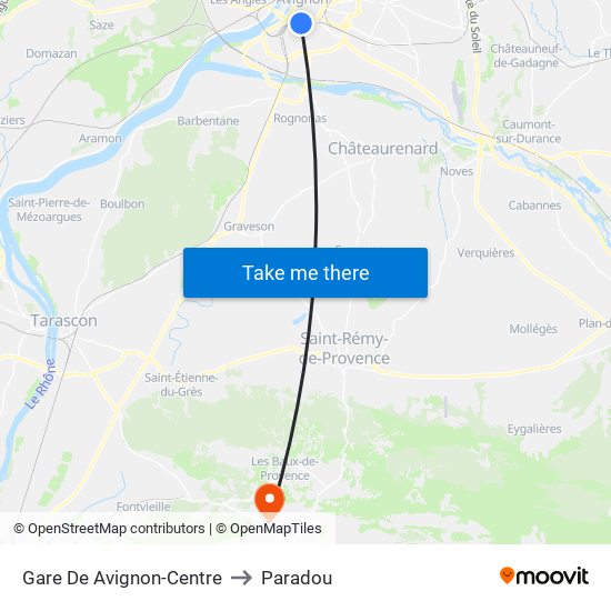 Gare De Avignon-Centre to Paradou map