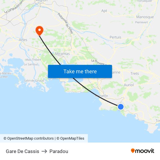 Gare De Cassis to Paradou map