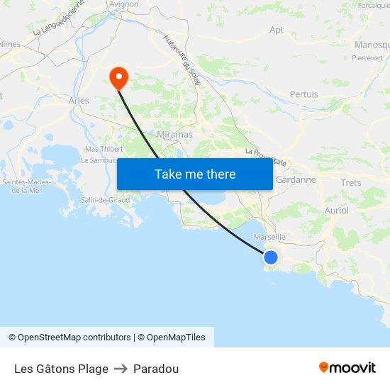 Bowl Du Prado to Paradou map