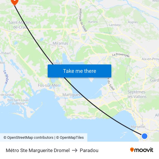 Métro Ste Marguerite Dromel to Paradou map