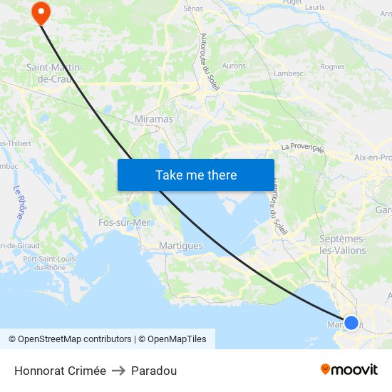 Honnorat Crimée to Paradou map