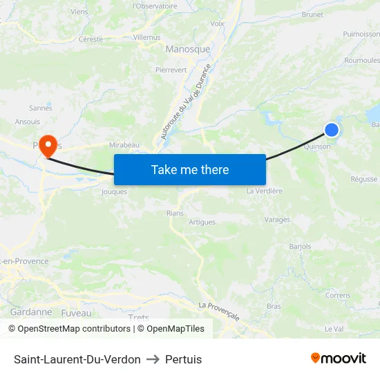 Saint-Laurent-Du-Verdon to Pertuis map