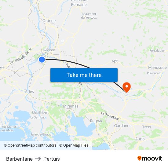 Barbentane to Pertuis map