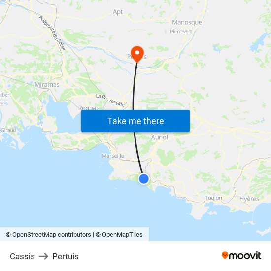 Cassis to Pertuis map