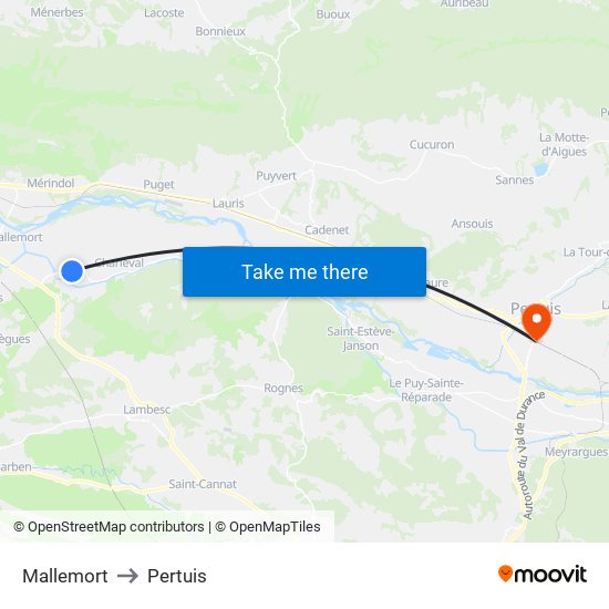 Mallemort to Pertuis map