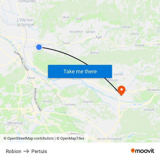 Robion to Pertuis map