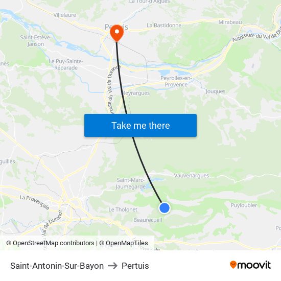 Saint-Antonin-Sur-Bayon to Pertuis map