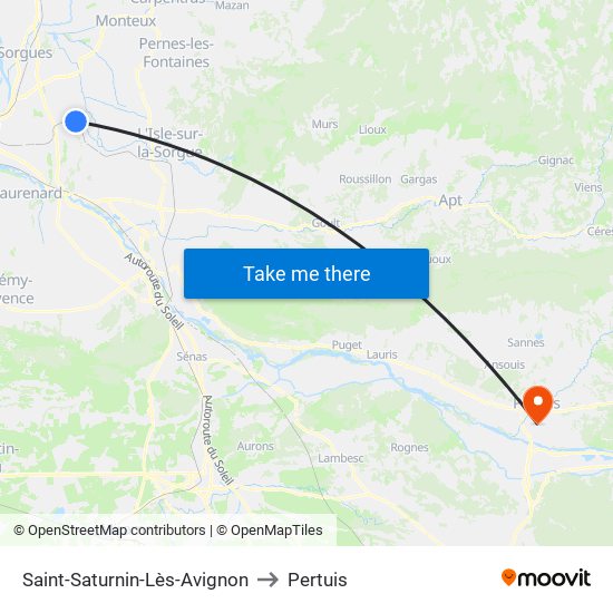 Saint-Saturnin-Lès-Avignon to Pertuis map