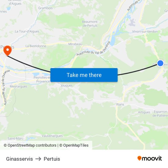 Ginasservis to Pertuis map