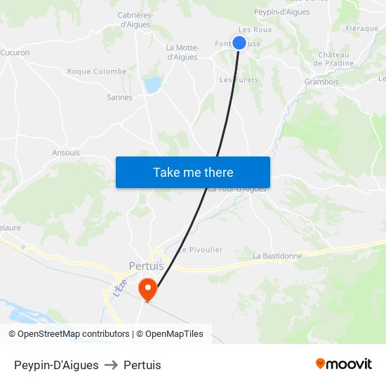 Peypin-D'Aigues to Pertuis map