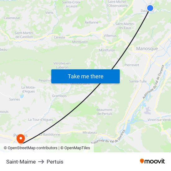 Saint-Maime to Pertuis map