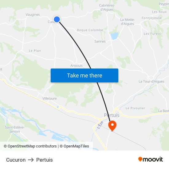 Cucuron to Pertuis map