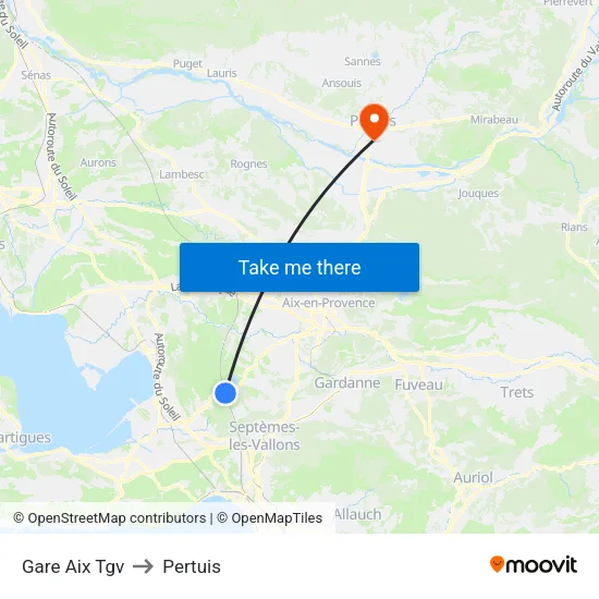 Gare Aix Tgv to Pertuis map