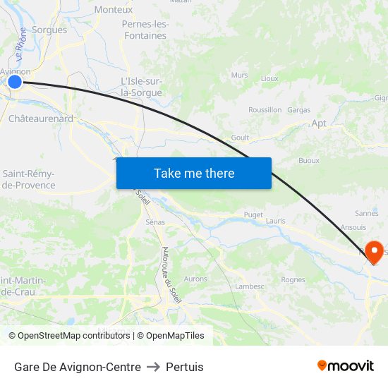 Gare De Avignon-Centre to Pertuis map