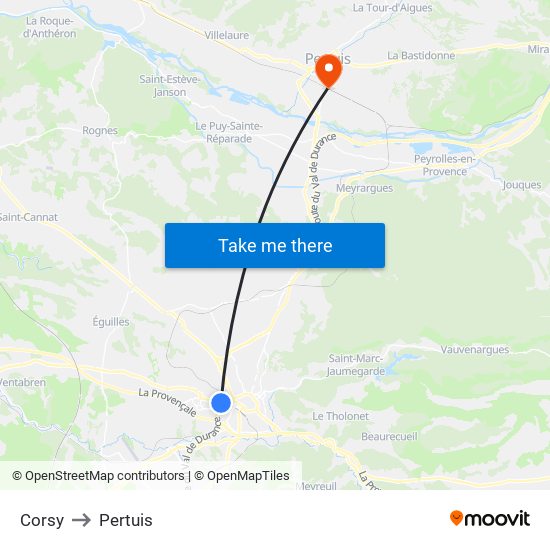 Corsy to Pertuis map