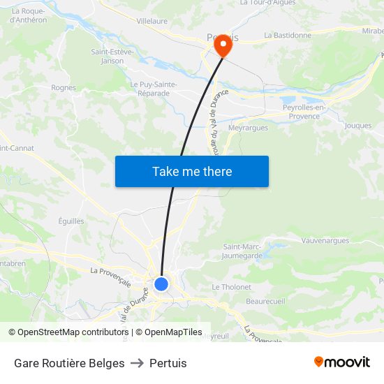 Gare Routière Belges to Pertuis map