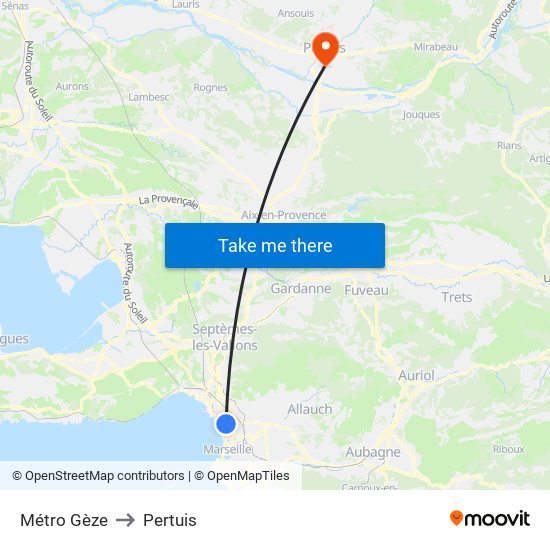 Métro Gèze to Pertuis map