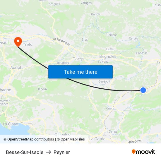 Besse-Sur-Issole to Peynier map