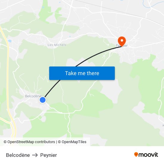 Belcodène to Peynier map