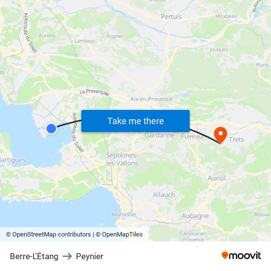 Berre-L'Étang to Peynier map