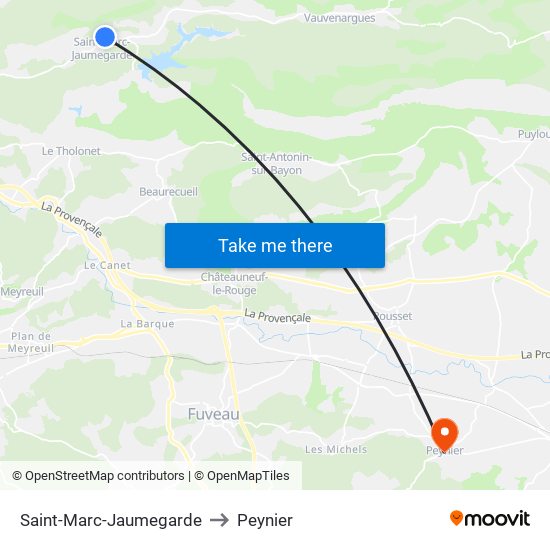 Saint-Marc-Jaumegarde to Peynier map