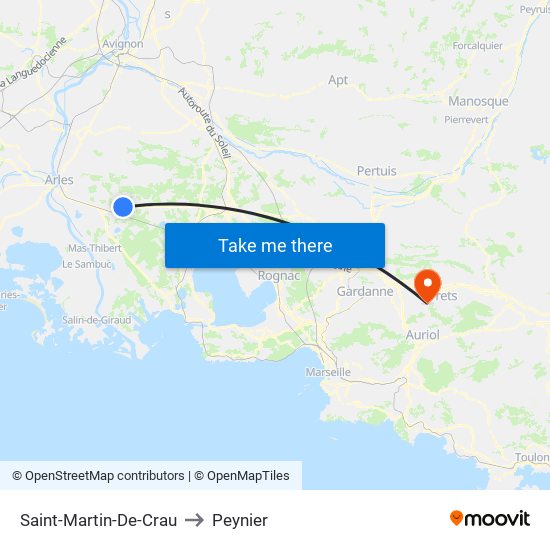 Saint-Martin-De-Crau to Peynier map