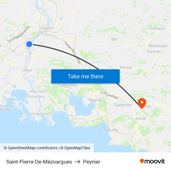 Saint-Pierre-De-Mézoargues to Peynier map